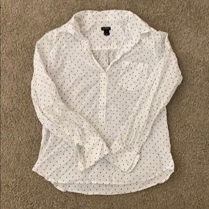 J.Crew Half Button Polka Dot Top